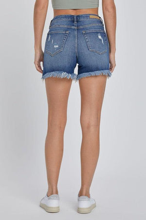 Boy Friend Shorts with Uneven Fray Hem