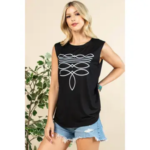 KAYDEN Boot Stitch Vinyl Graphic Top