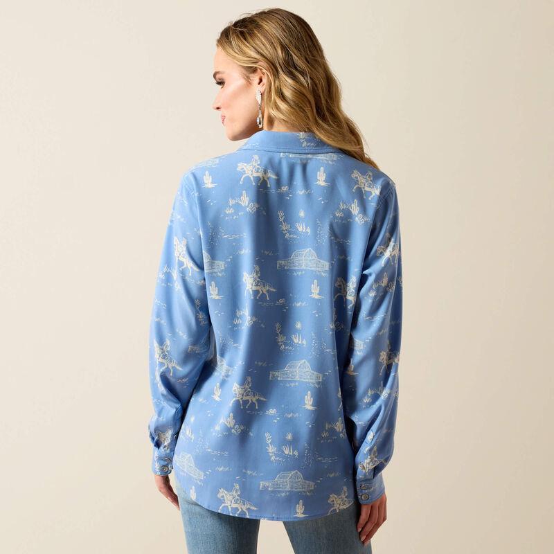 Long Sleeve blue patterned shirt 