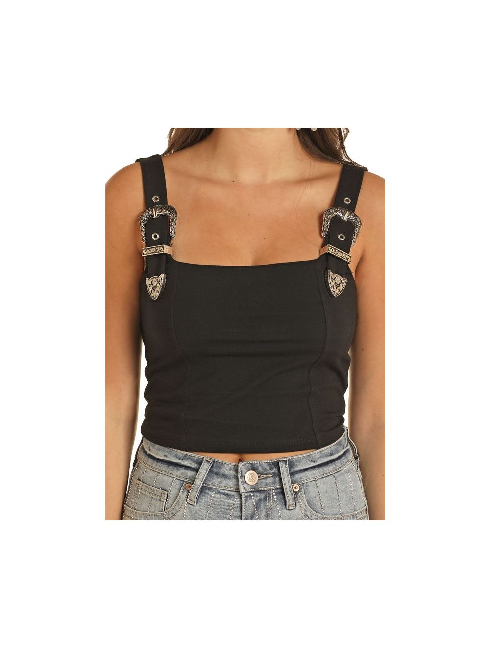 Rock & Roll Denim Women's Square Neck Crop Tee