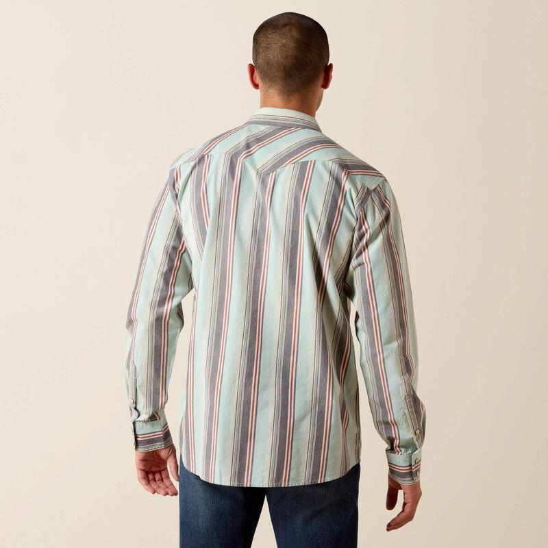 Long sleeve snap down striped western shirt