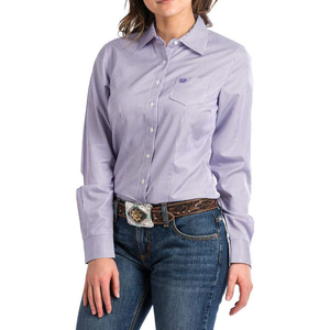 Cinch Ladies Purple Stripe Tencel Button Down