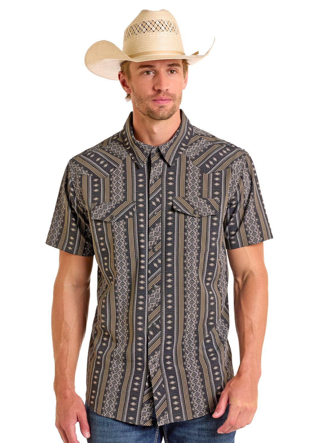 Mens Short Sleeve 2 Pocket Snap Shirt