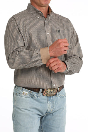 Cinch Men's Khaki Printed Long Sleeve Shirt