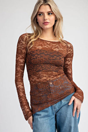 WHITNEY FLORAL LACE LONG SLEEVE TOP