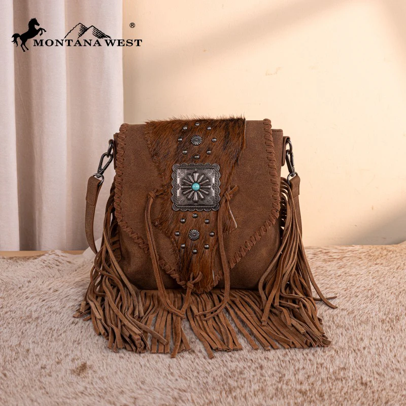 Trinity Ranch Fringe Hair-On Cowhide Crossbody