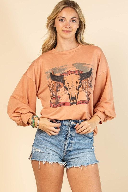 Kaia Wild West Longhorn Graphic Top