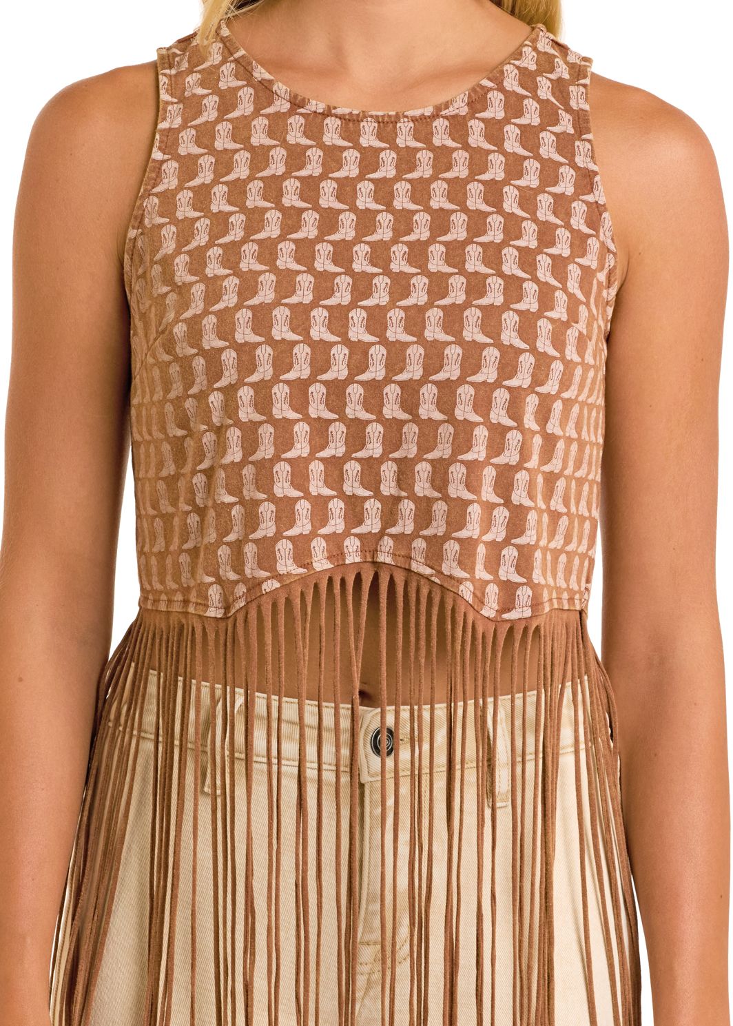 Boot Print Fringe Top