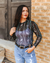Black Turquoise Concho Long Sleeve Mesh Top