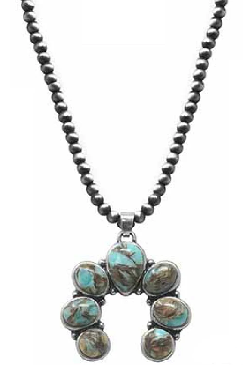 WESTERN CONCHO STYLE GEMSTONE SQUASH BLOSSOM NECKLACE