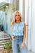Jade Ivory Ribbed Printed Button Down Top