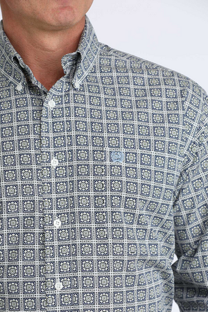 Close-up of a patterned shirt worn by a person