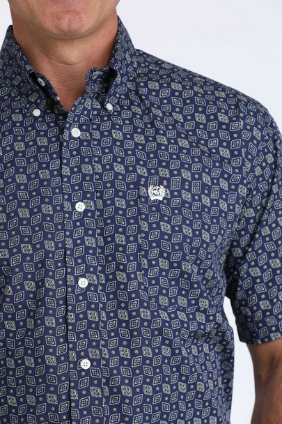 Mens blue short sleeve shirt. 