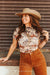 Western Horse Print Short Sleeve Mesh Top