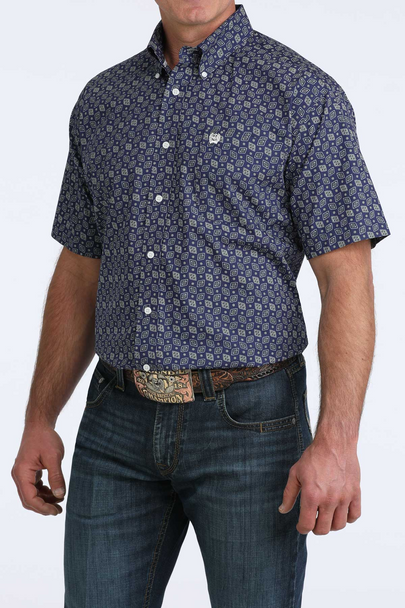 Mens blue short sleeve shirt. 