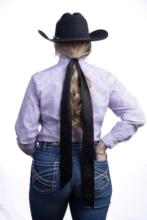 Black patterned silk scarf