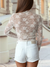 Mock Neck Floral Lace Mesh Long Sleeve Top