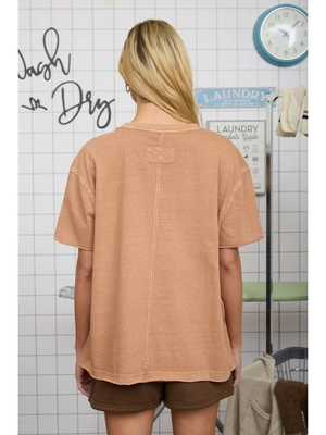 Danica Washed Relaxed Short Sleeve V Neck Knit Top