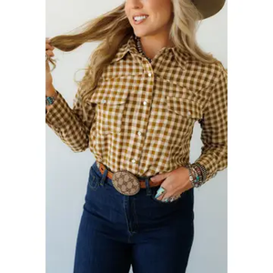 Pearl Snap Gingham Long Sleeve Shirt