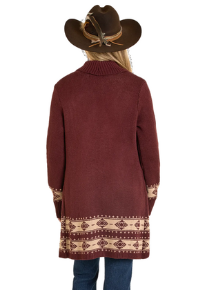 This knee-length, regular-fit cardigan is crafted from soft, durable 100% acrylic. It features ribbed trim, long sleeves 