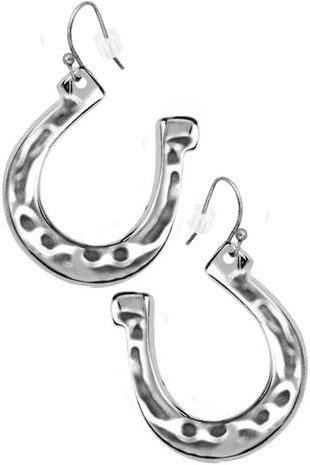 HAMMERED TEXTURE HORSESHOE DANGLING EARRING