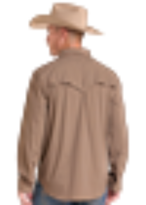 A Tan textured long-sleeve western shirt