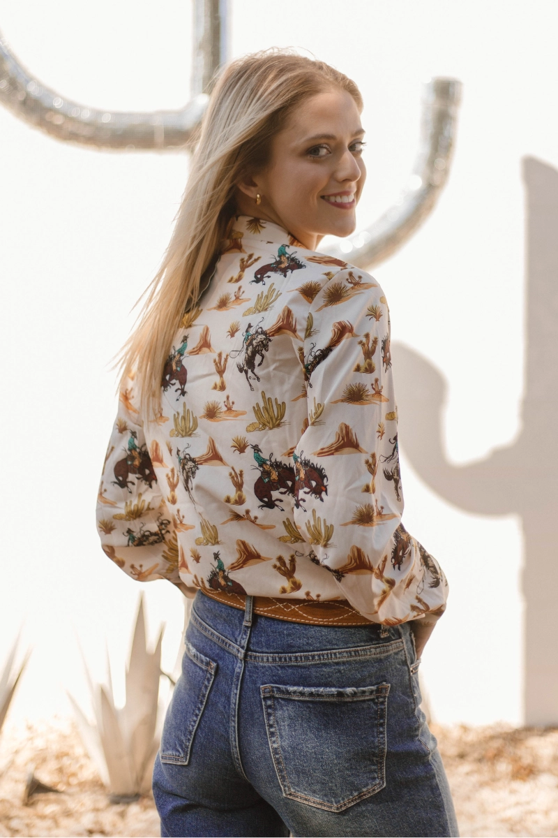 Women’s western desert theme long sleeve button up 