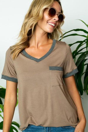 Devon Solid V Neck Top