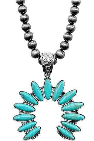 Western Concho Squash Blossom Gemstone Necklace