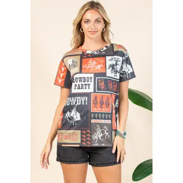 IVY Western Rodeo Print Short Sleeve T-Shirt