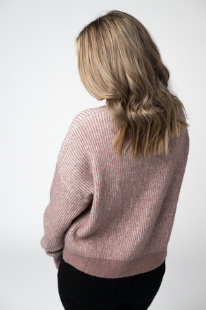 Dusty rose and white sweater
