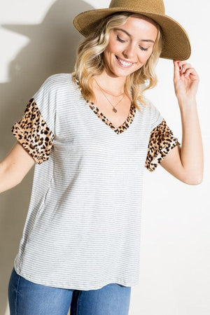 Andie Stripe Animal Print Top