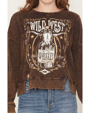 Rock & Roll Denim Women's Wild West Whiskey PulloverSweatshirt