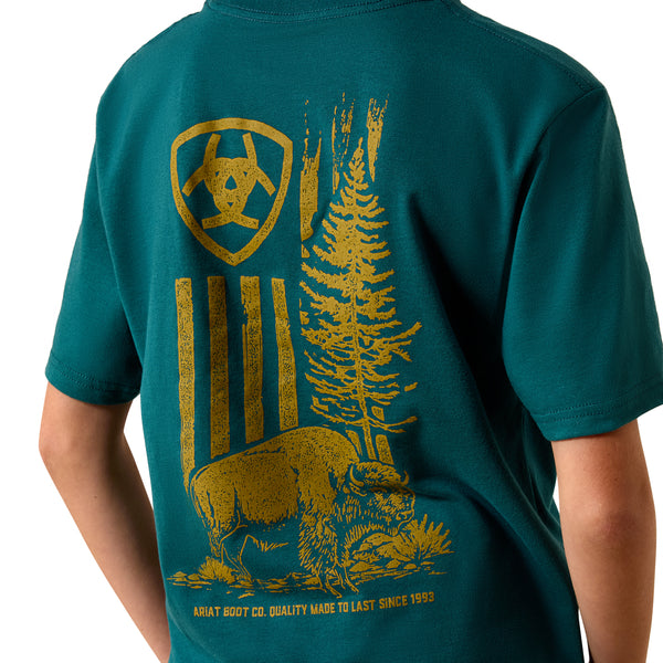 Boys Ariat Bison Wander Flag T-Shirt