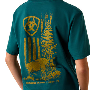 Boys Ariat Bison Wander Flag T-Shirt