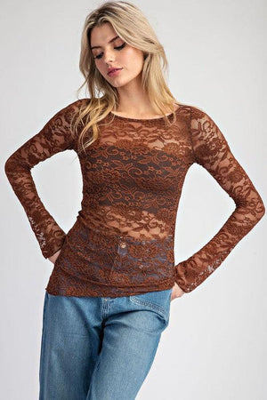 WHITNEY FLORAL LACE LONG SLEEVE TOP