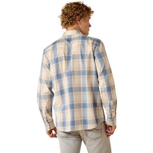 Man wearing a blue plaid shirt 