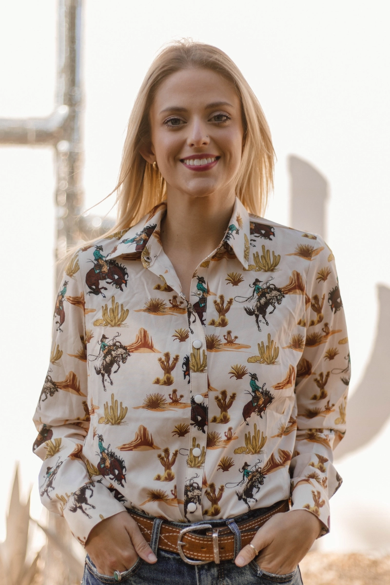 Women’s western desert theme long sleeve button up 