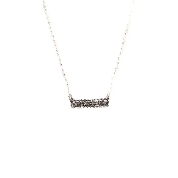 Western Etched Bar Necklace