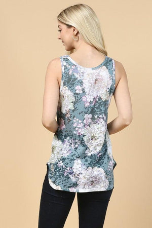 Korie Floral Print Burnout Sleeveless Top