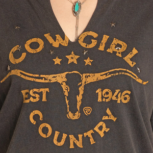Women's Cowgirl Country Black Tee Shirt