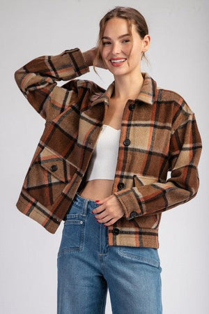 STEPH PLAID CROPPED SHACKET