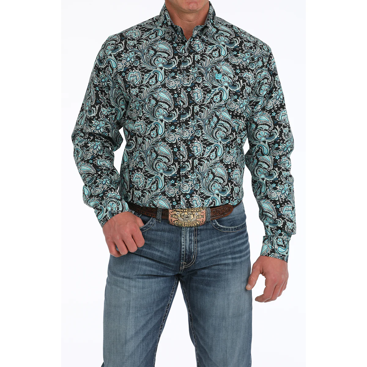 Cinch Men's Black Paisley Print Button Down Shirt