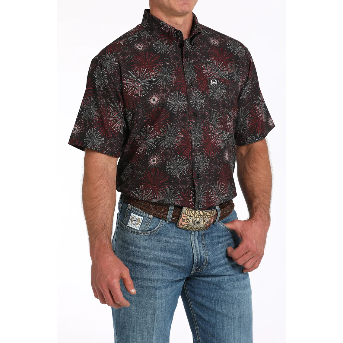 Cinch Men's Black Starburst Print Button Down Shirt