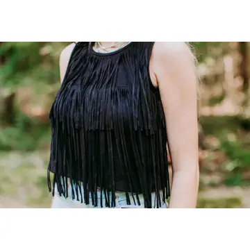 Suede Fringe Top