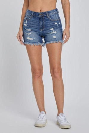 Boy Friend Shorts with Uneven Fray Hem