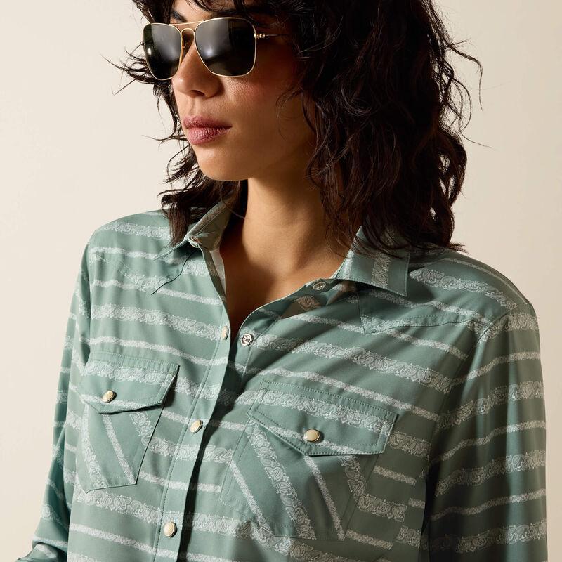 Long Sleeve green striped shirt .