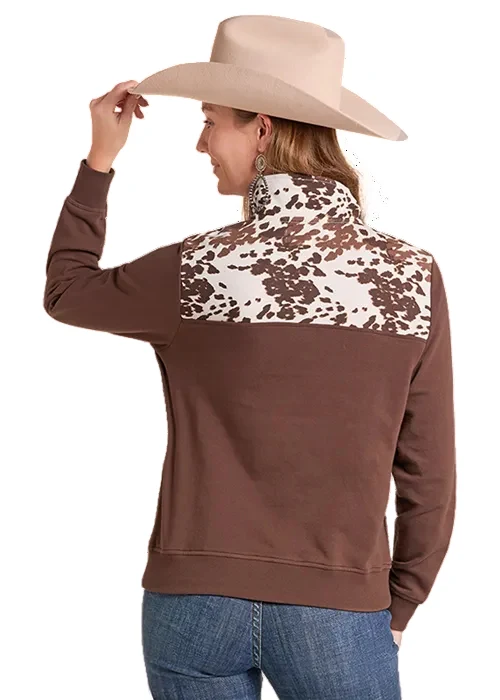 Classic brown cow-print pullover
