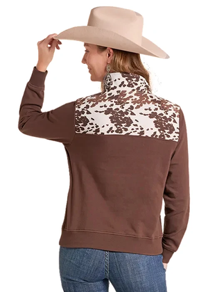 Classic brown cow-print pullover