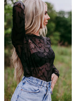 Cow Skull Mesh Top